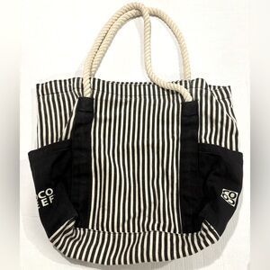 Coco Reef Black and White Striped Tote Bag Roped Handles Beach Bag